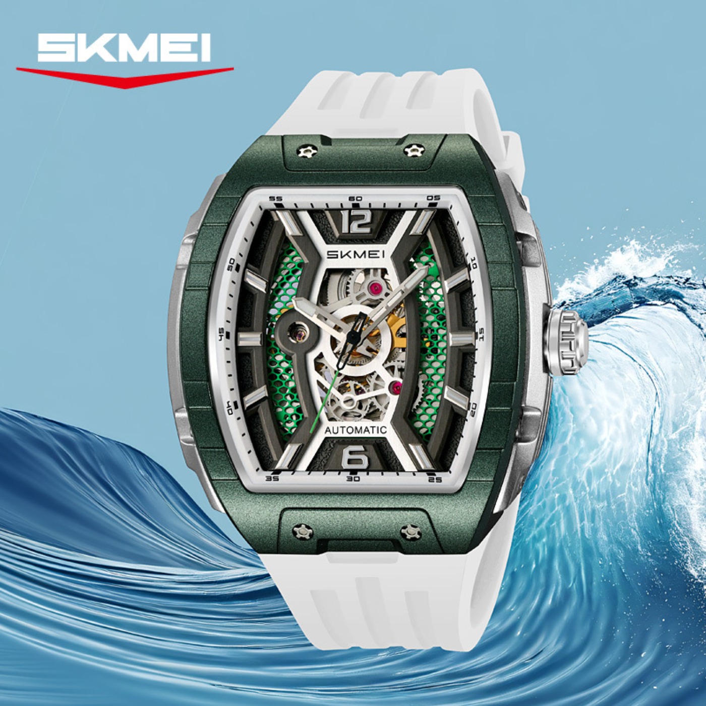 Luxury Watch Case - Gül Altın Tonneau Erkek Otomatik Saat