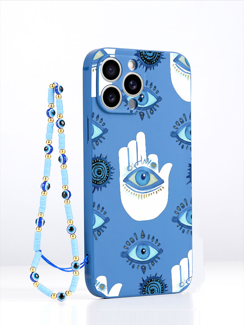 Luxury Watch Case - Lüks Sıvı Silikon Mavi Nazar Boncuklu