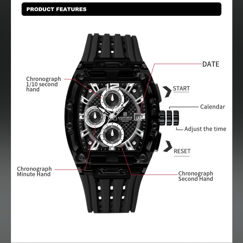 NAVIFORCE erkek saati 5ATM Su  - Luxury Watch Gift Box incelemesi ve fiyatı